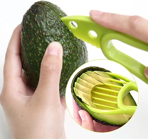 Cortador de aguacate 3 en 1, herramienta cortadora de frutas, cortador de aguacate, cortador pelador para frutas y verduras, utensilios de cocina