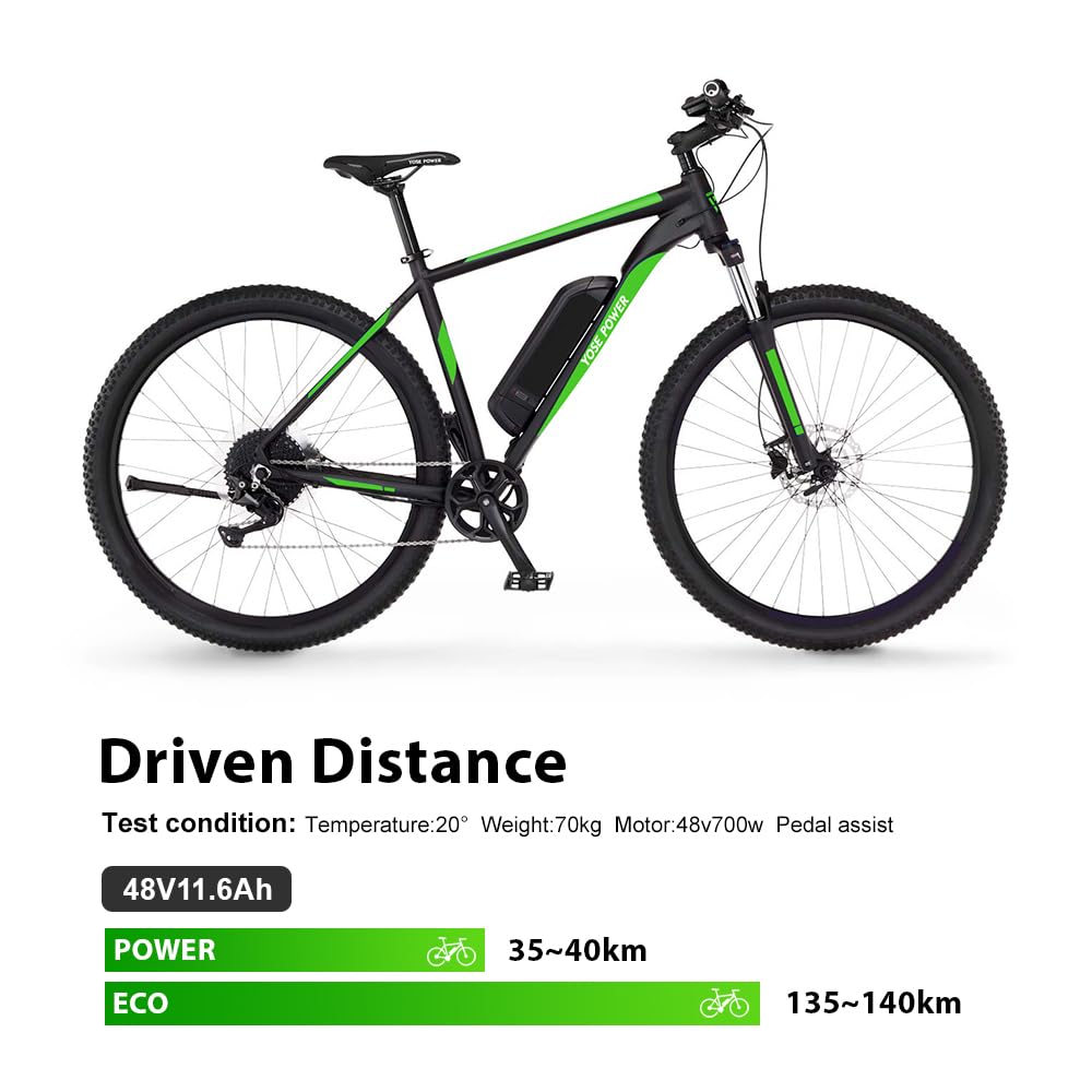 YOSE POWER Ebike Akku 48V 11.6Ah/14Ah SF-06S Batterie JCEB480-11.6 für 48V 250W / 350W /800W Motor passt auf Down Tube E-Bike Elektrofahrrad mit Ladegerät für Phylion Fischer Ebike