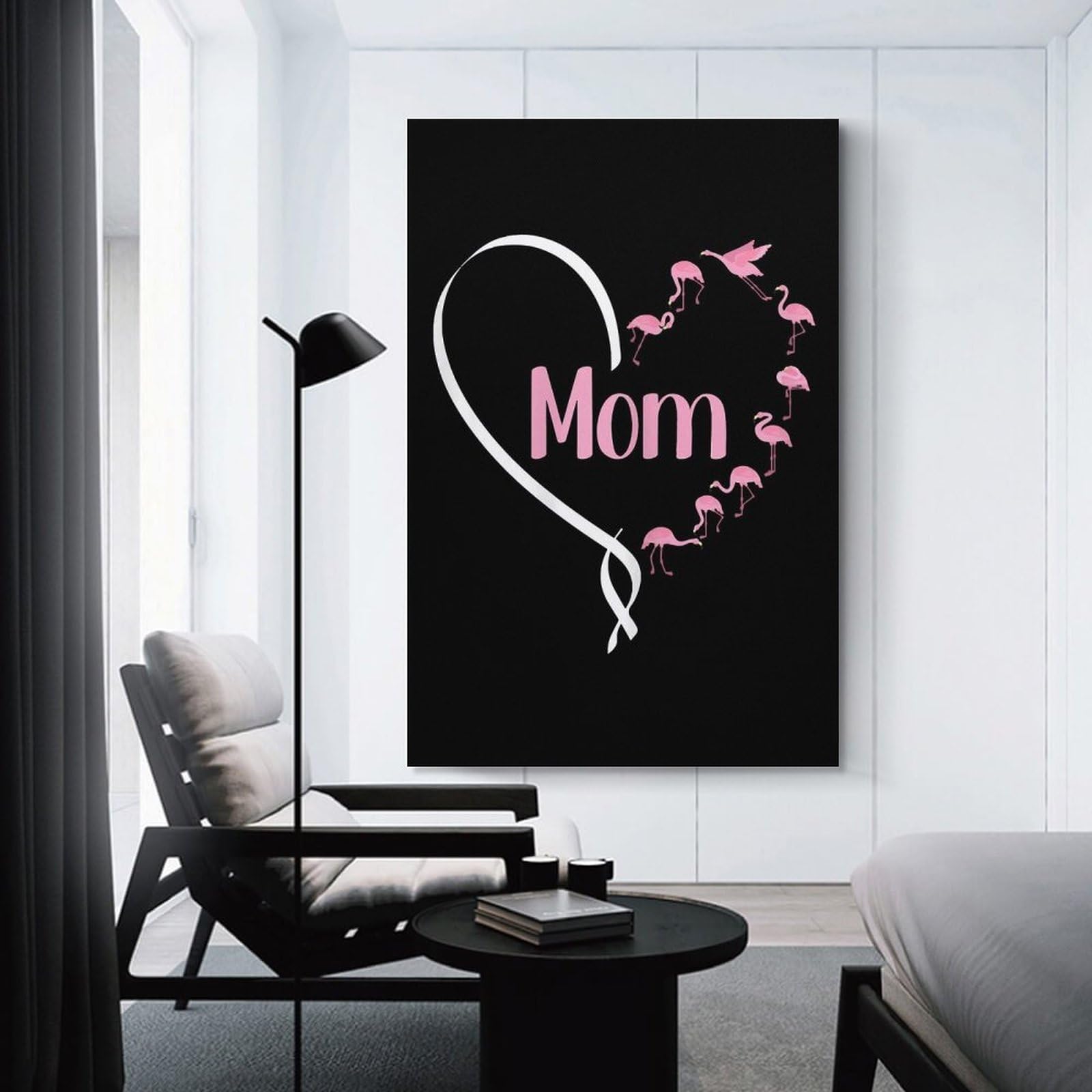 Junmoney Home Decor Wall Art Mom Cute Flamingo, 12x18inch(30x45cm), for Gallery Wall Decor And Room Displays, An Easy Match for Collected Prints