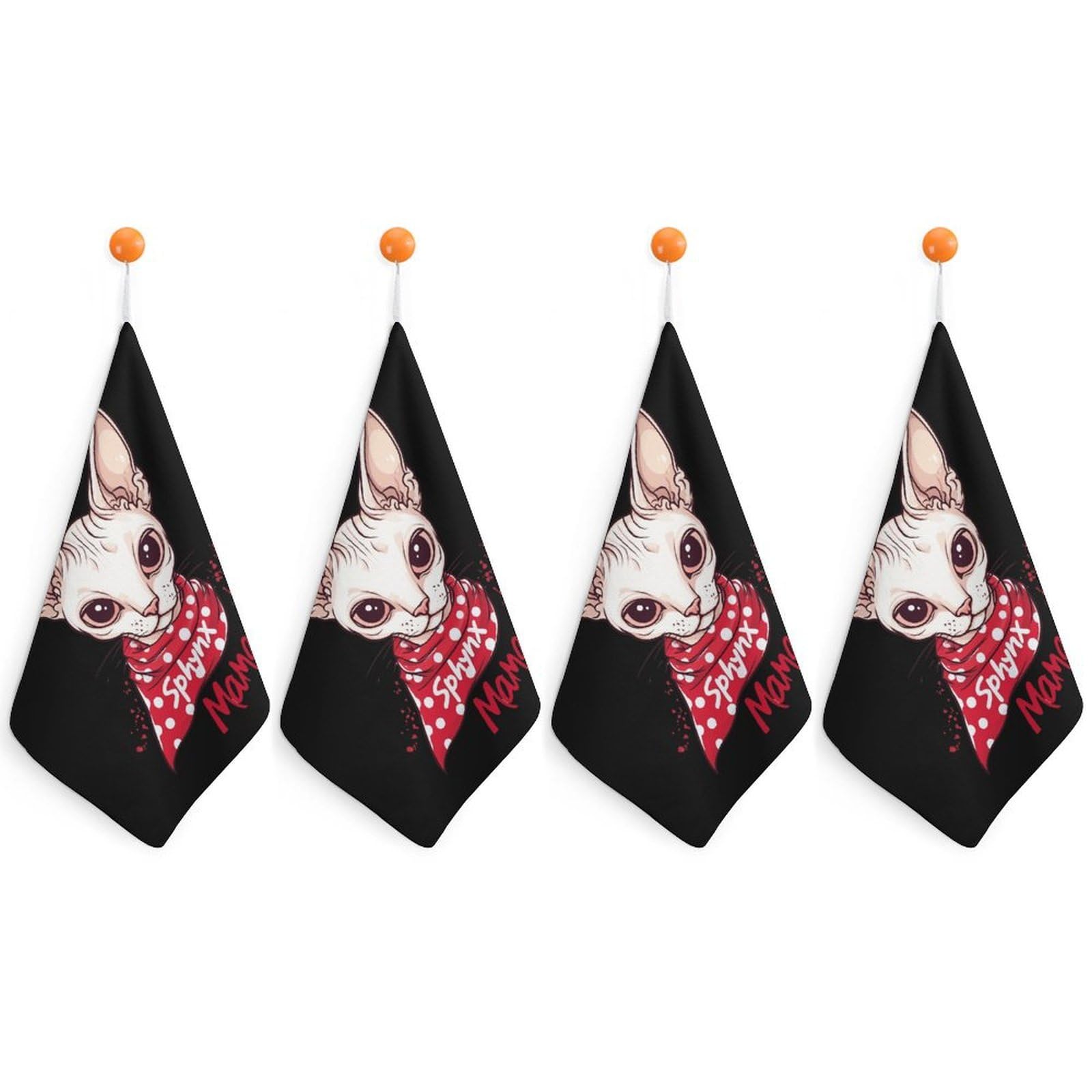 TXFBTRFSA Sphynxes-Mamas Cat Hand Towels with Hanging Loop Kitchen Towel Handkerchiefs Cleaning Cloths