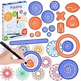 Chivao Spiral Art Gear Geometric Ruler Circle Template for Drawing Plastic Template Ruler Drawing Kit Spiral Curve Stencils with Pens Paper for DIY Art Crafts Sketch(Elegant)