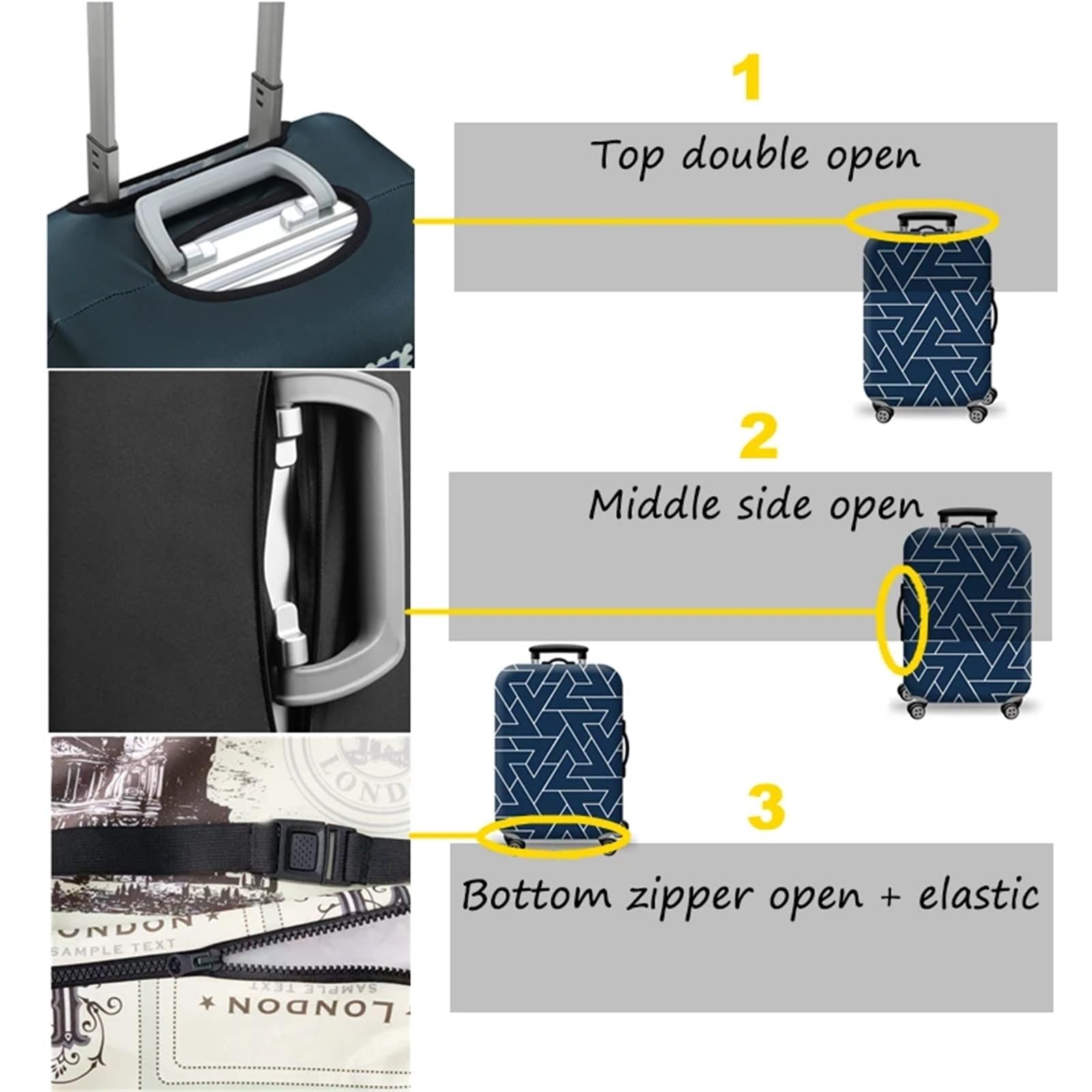 2 pezzi di copertura protettiva elastica spessa for bagagli con cerniera for borsa, for valigia, for trolley, accessori da viaggio Per Valigie(Cat,L)