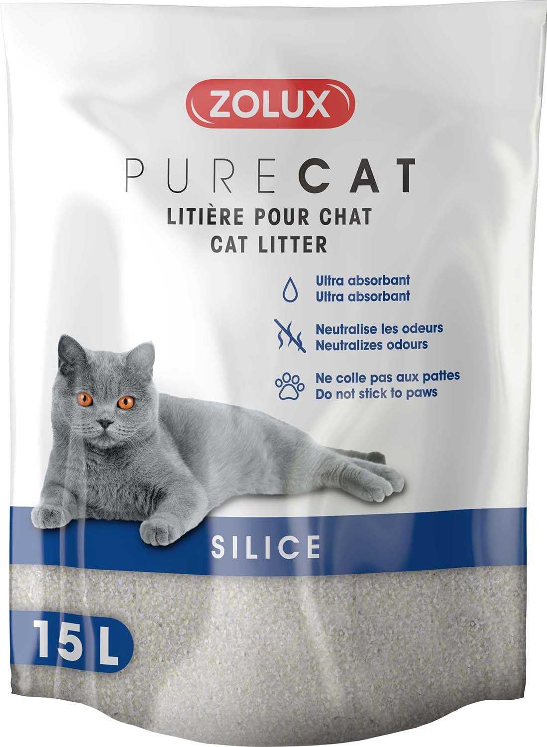 Zolux Lettiera in silice Nature Purecat, 15 litri