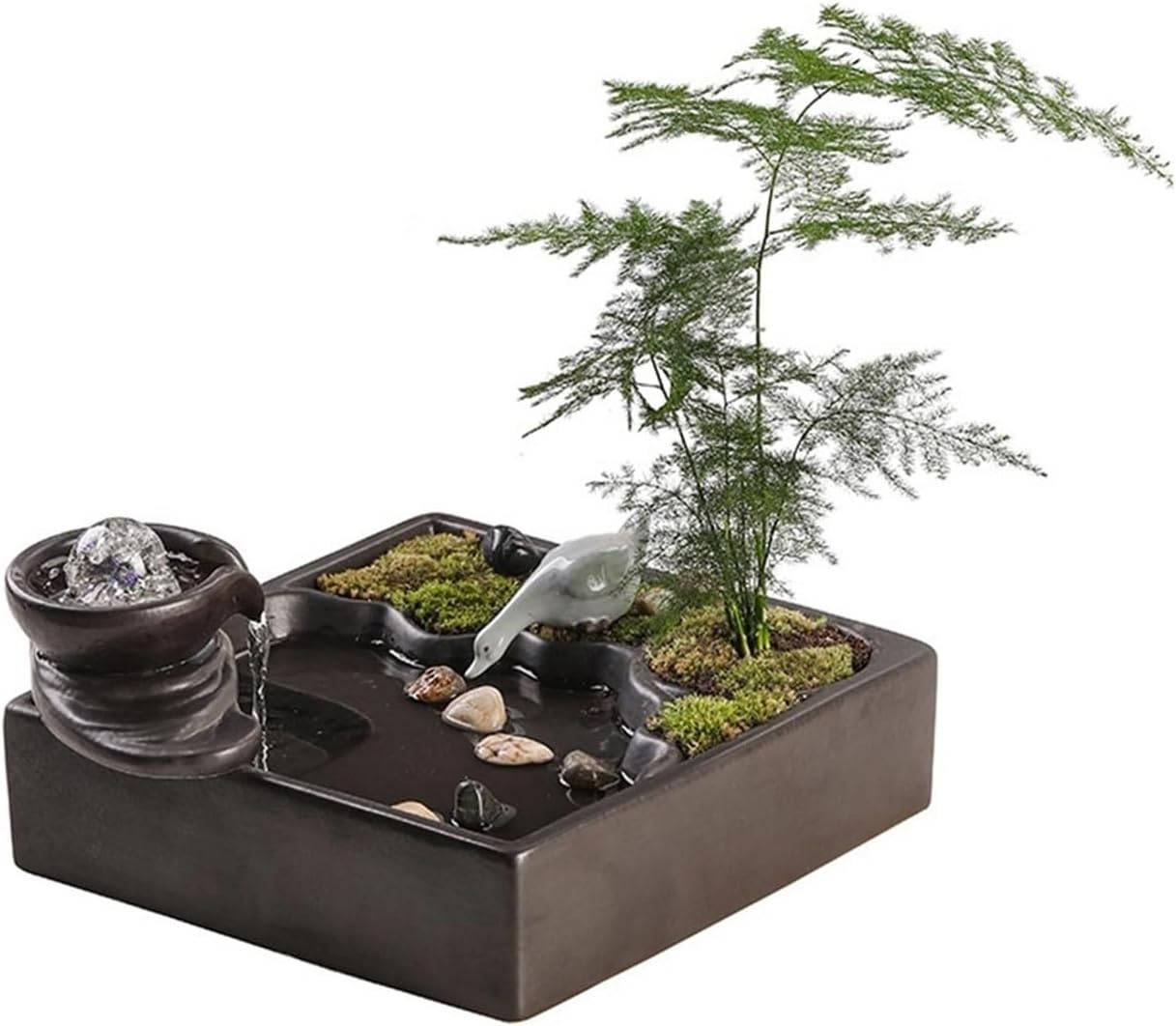 卓上噴水 屋内噴水セラミック卓上噴水リラクゼーションウォーターフィーチャーホームオフィス装飾