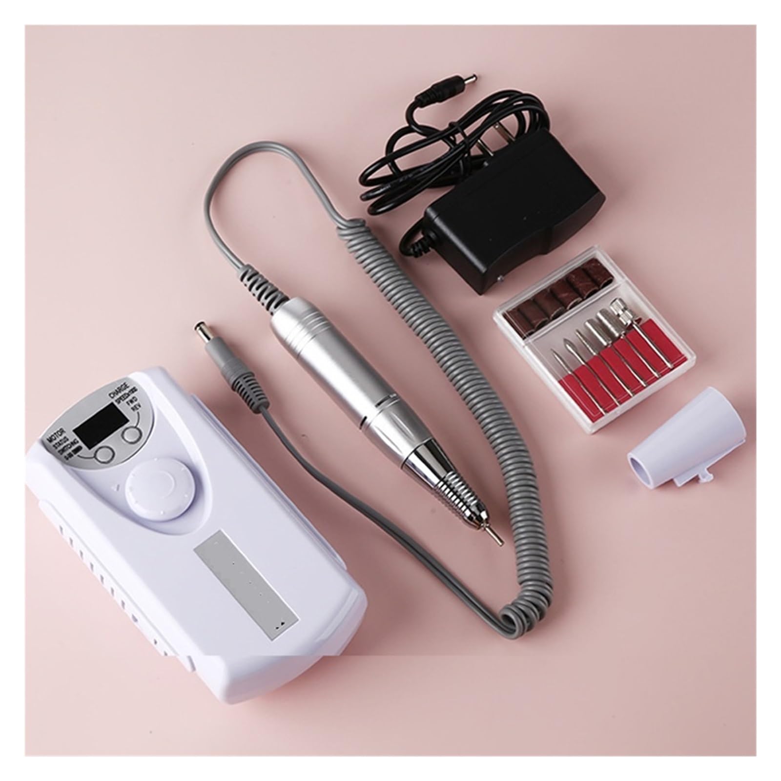 Obcinacz do paznokci, 30000RPM akumulatorowa elektryczna wiertarka do paznokci z wyświetlaczem HD LCD Nail Master do Manicure Nail Art Tools(Pink)