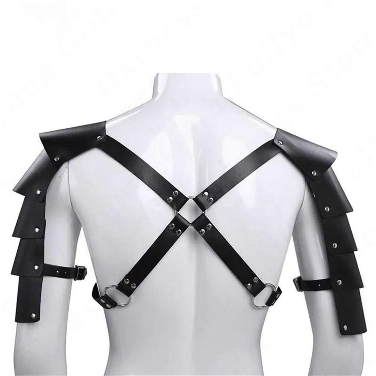 F Fityle de hombro de cuero, arnés corporal para el pecho, traje gótico Steampunk, protector de hombro
