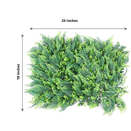 Efavormart 12 Sq. Ft. | Boston Fern Eucalyptus Boxwood Greenery Garden Wall, Grass Backdrop Mat, Indoor/Outdoor Uv Protected Assorted Foliage - 4 Artificial Panels #TOP2