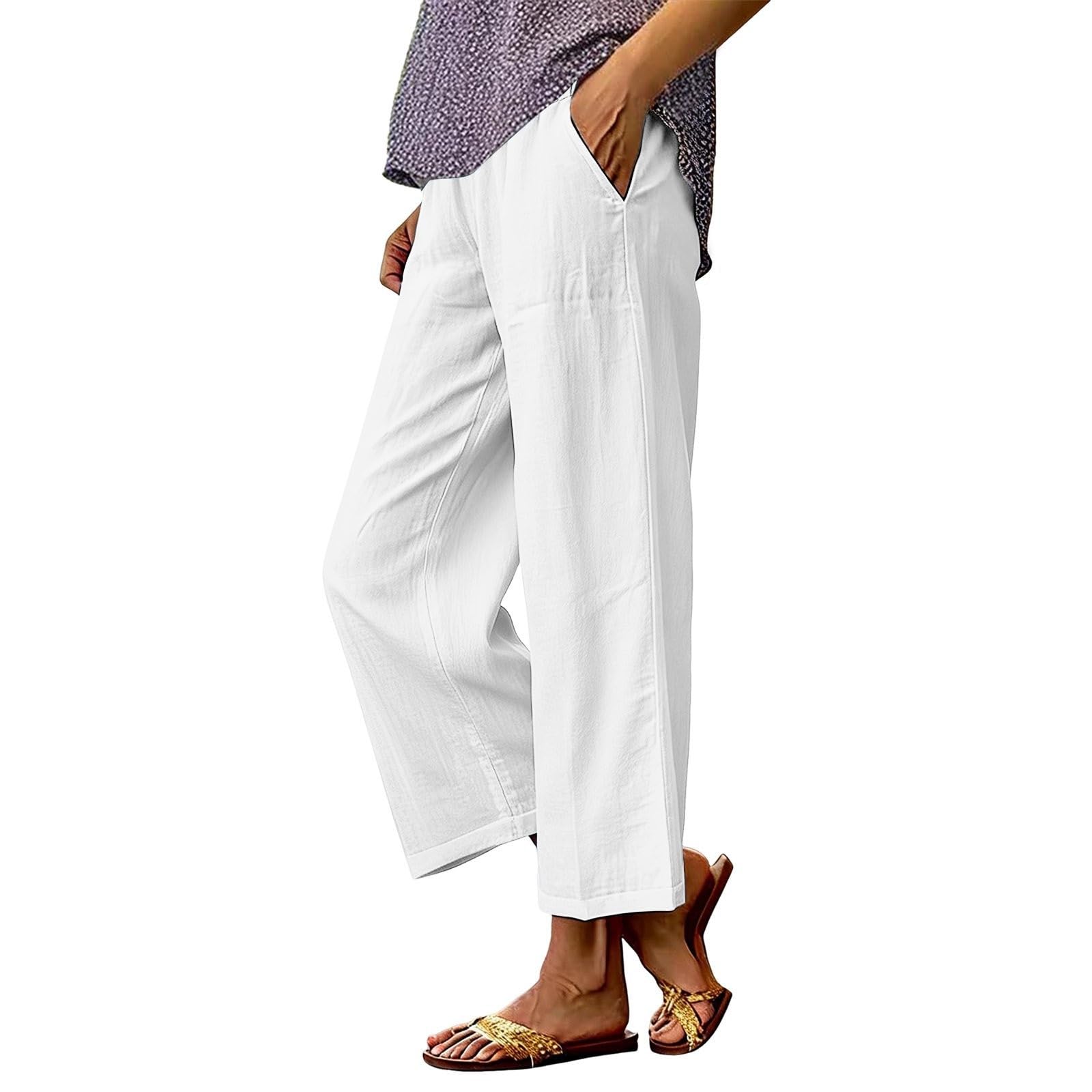 Pantalon large lin fluide coupe ample anti transpiration et léger