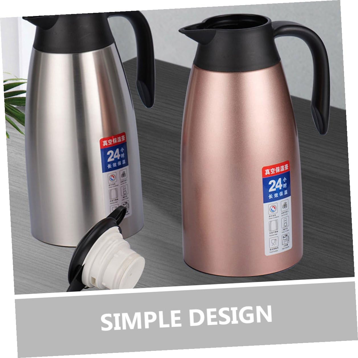 Isolierte Thermoskanne 2L Edelstahl 304 Große Kaffeekanne mit Henkel Doppelwandig Vakuumisoliert für Heiße Kalte Getränke Auslaufsicher für Zuhause und Reisen