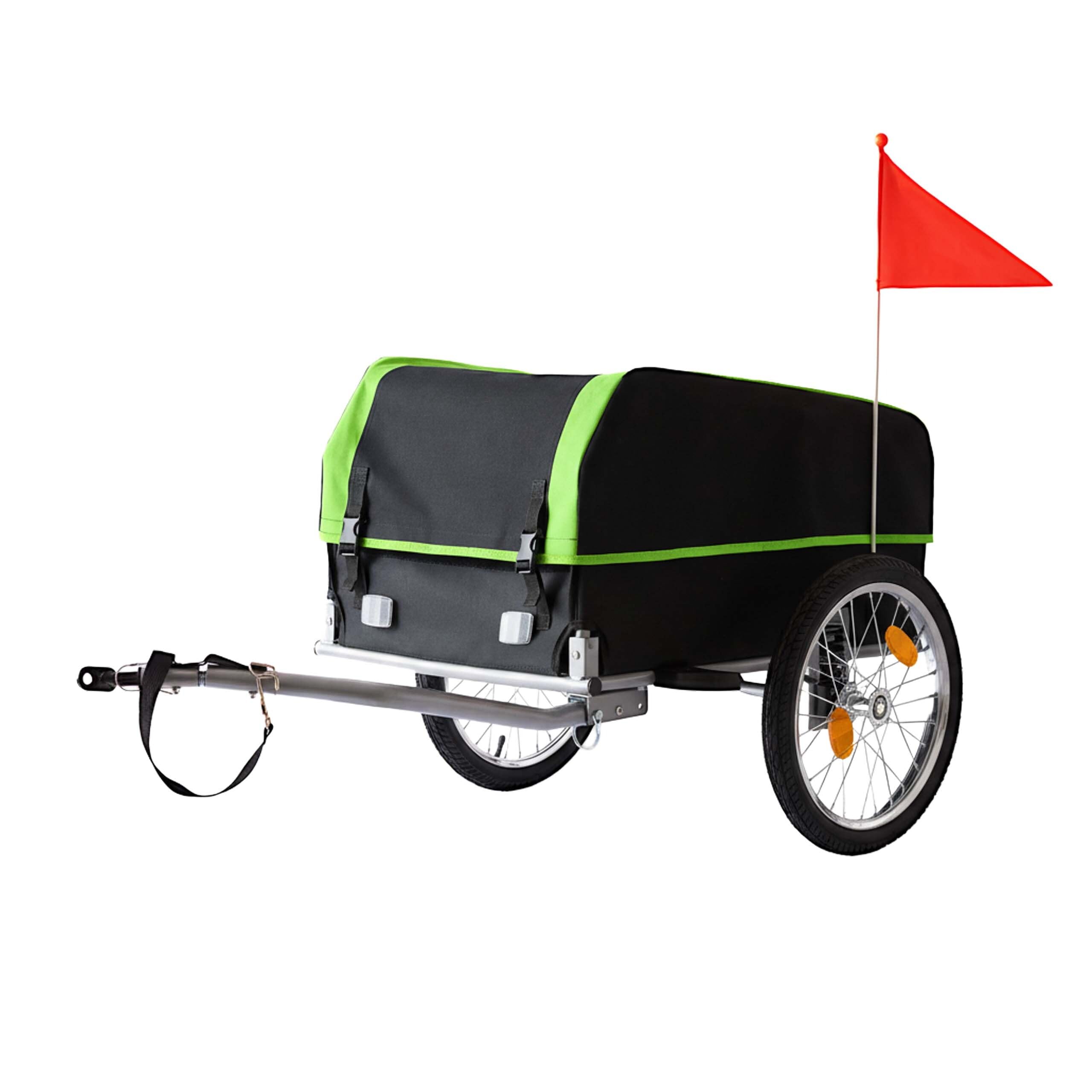 Relaxdays rimorchio bici pieghevole 120 L, copertura impermeabile e bandierina, HBT: 59x124x69 cm, colore