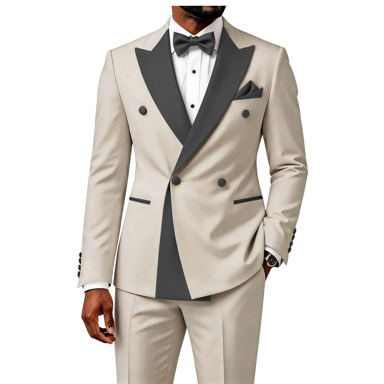 2 Piece Double Breasted Suit for Men Blazer Pants Tuxedo for Wedding Prom