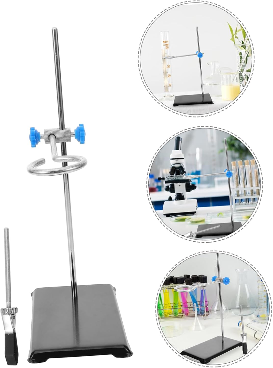 CHILDWEET Laboratory Support Stand Flask Clamp and Cross Clamps Height Design for Chemistry Experiments and Lab Applications