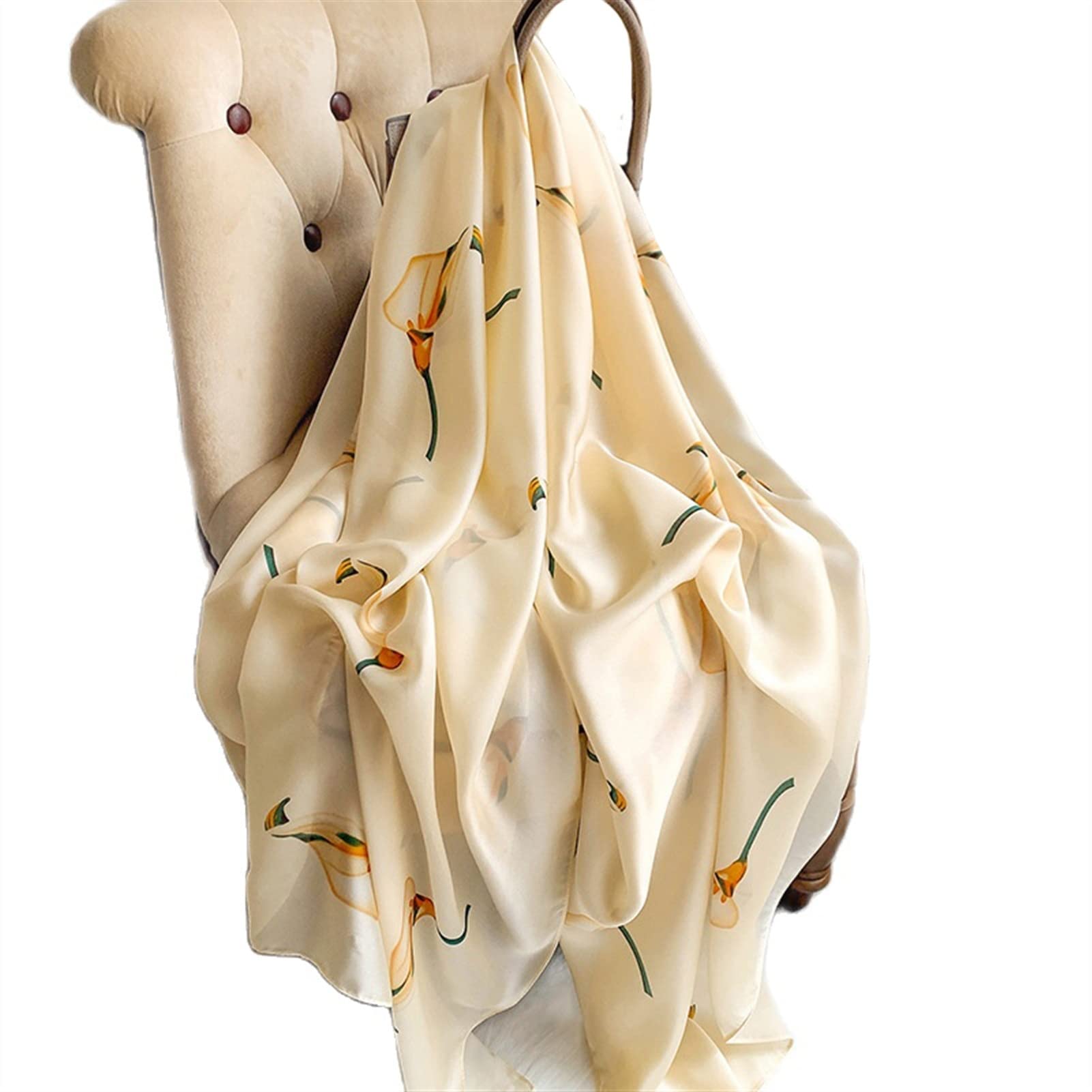 Bufanda de Seda de Verano para Mujer, Chal y Envoltura para Dama, pañuelo Largo, pañuelo para Mujer, Hijab, estolas de Playa Suaves (A 180 cm x 90 cm)