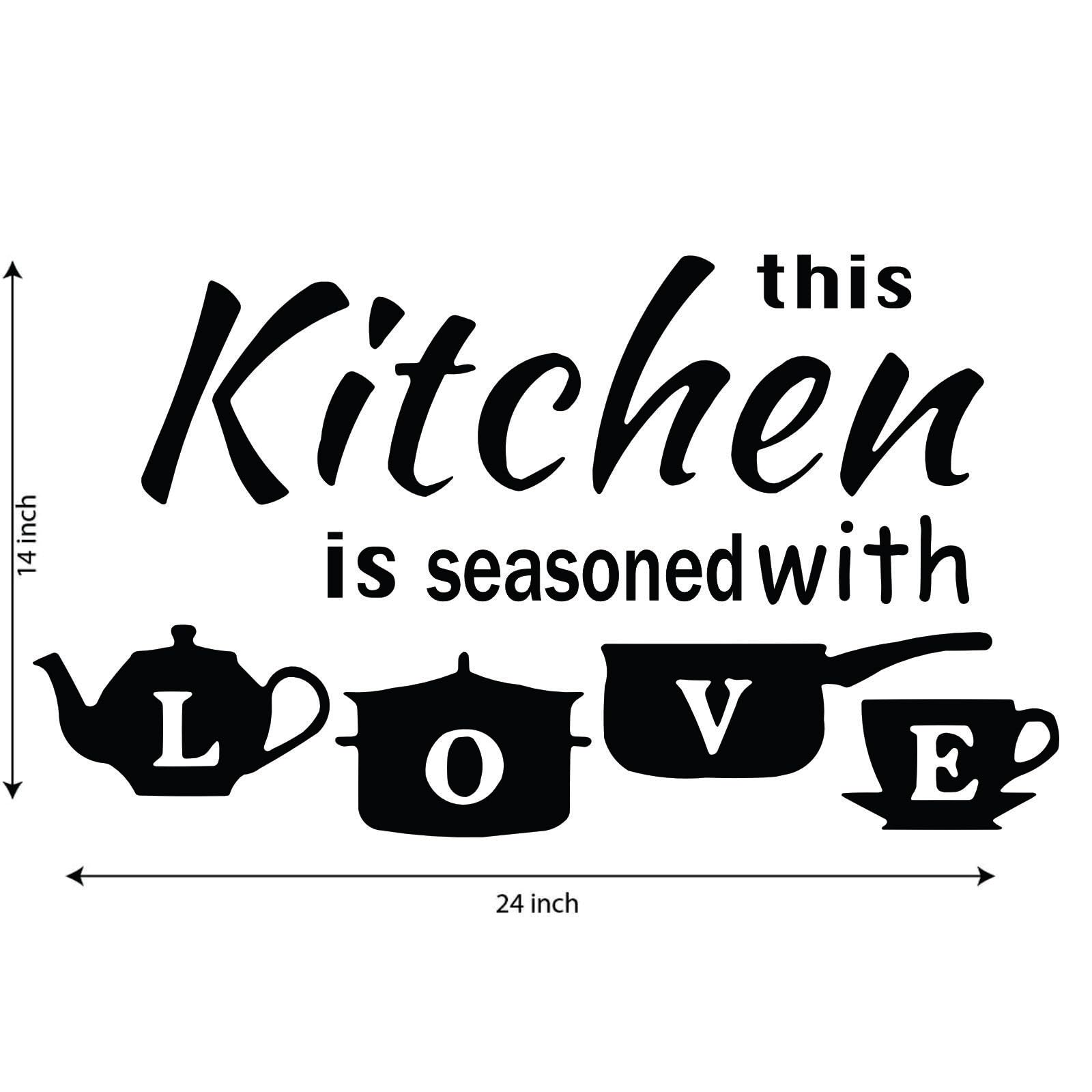 KREEPO This Kitchen is Seasoned with Love- Vinyl Wall Sticker Art for Cafe, Restaurants, Kitchen, Black 3