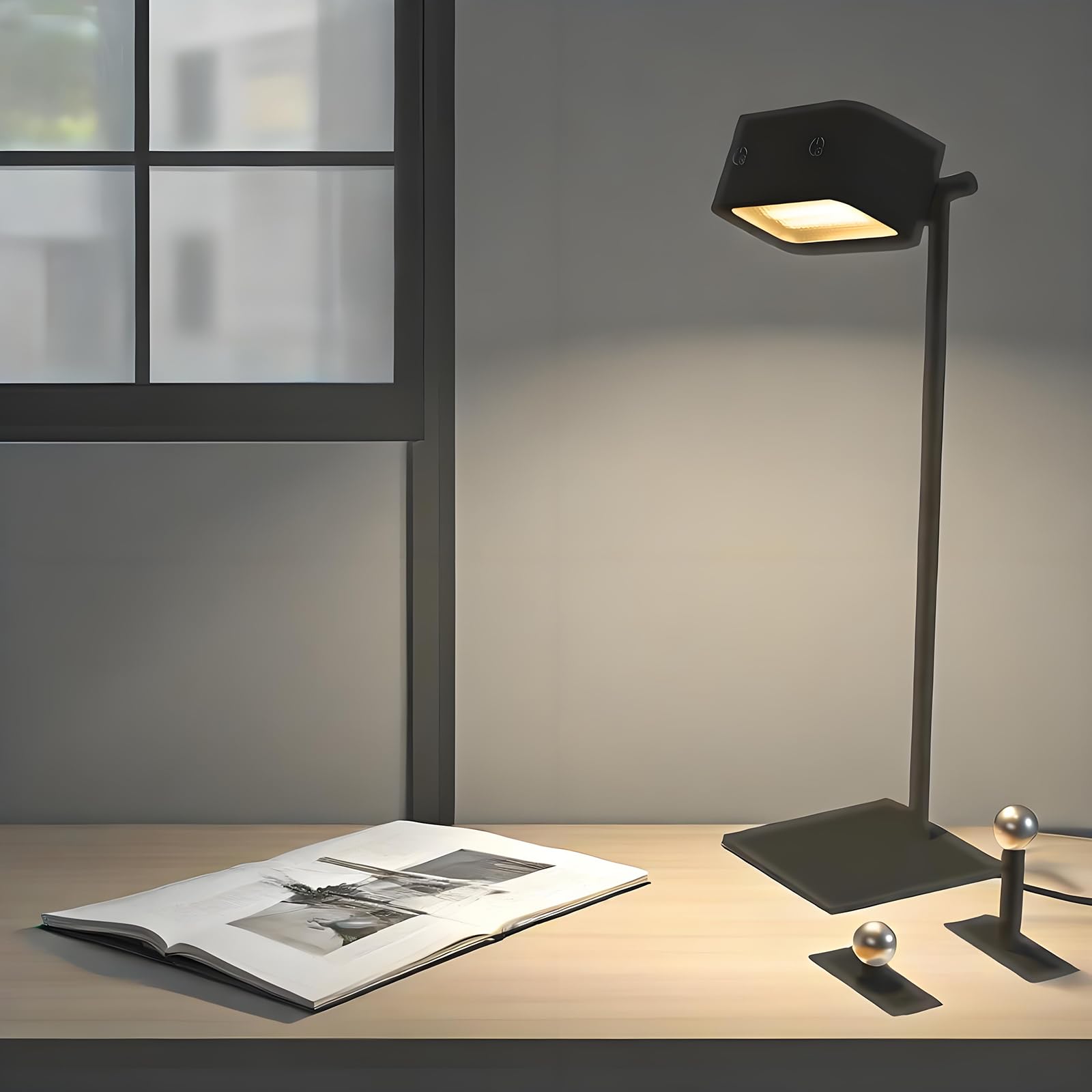 AutoEuropa Rechargeable Wall Sconces, Battery Operated Desk Lamp with 360 Rotate, Dimmable Wireless Night Light,Magnetic Wall Light for Bedroom, Table Lamp for Reading(Black)