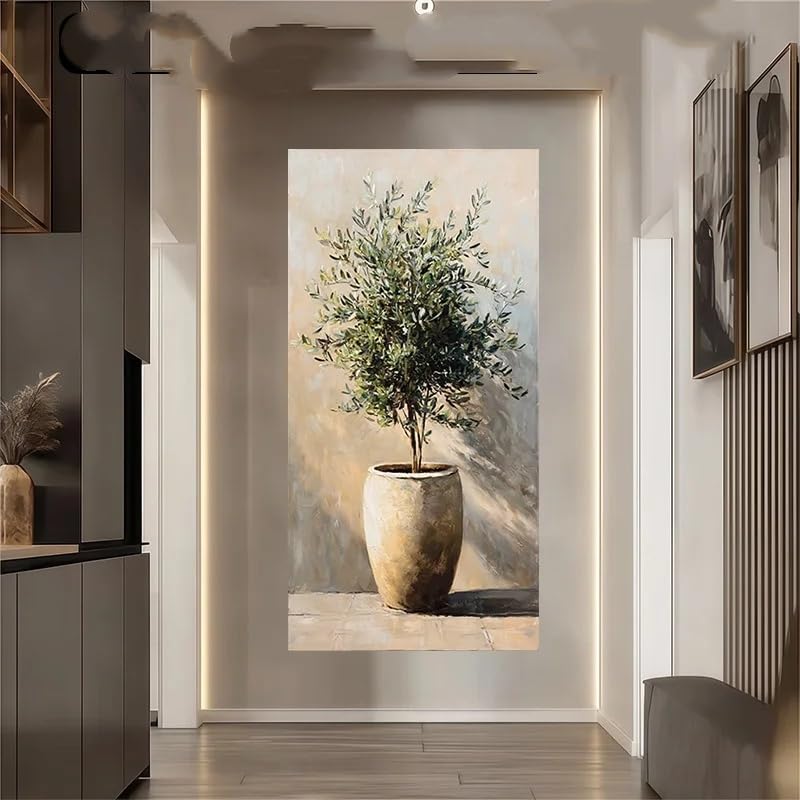 Impression sur toile olivier en pot de terre cuite GOSRD 50x100 cm pour salon