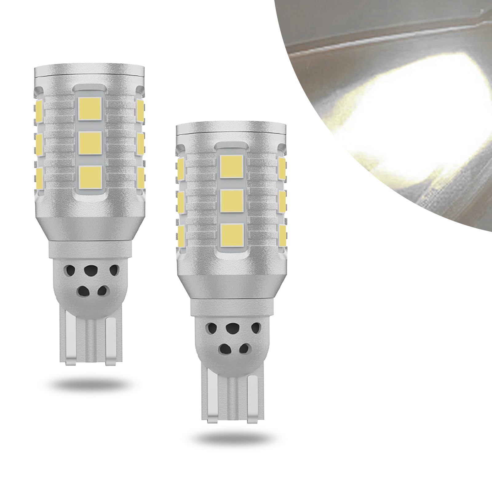 Pack-2 912 921 Super Bright Light, W16W 906 904 902 LED Bulb for Backup Reverse Light Bulbs, 6000K Xenon White T15 Backup Light LED for Most Cars SUVs and Trucks (White)