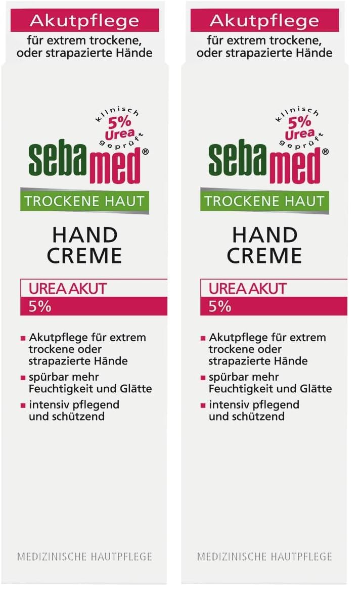 Trockene Haut Handcreme 5% Urea Akut 75 ml, lindert spürbar Spannungsgefühl, Rauheit und Rissigkeit und hilft, die natürliche Feuchtigkeitsbalance wieder herzustellen (Packung mit 2)