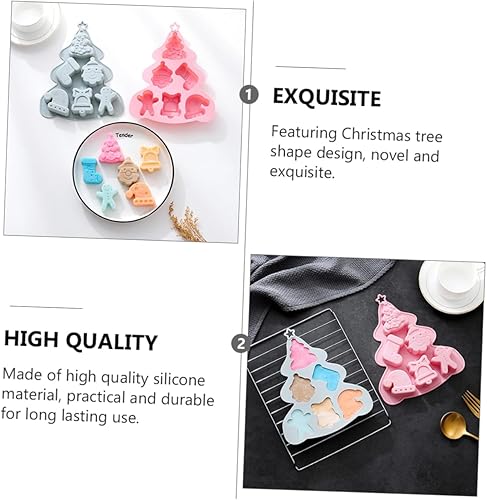 Miniatura 5 de HOMSFOU Molde de silicona para pastel de 2 piezas para resina molde de chocolate de Navidad moldes de chocolate de Navidad fondant de gel de sílice