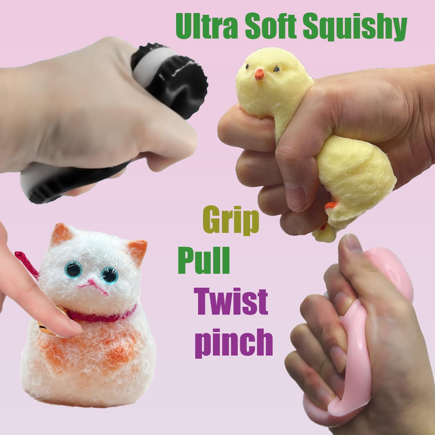 Mega Squishy Toys Set with Storage Box - Kawaii Bia Taba Squishies Slow Rising, Stress Relief Fidget Pack for Kids Adults, Includes Large Orange Cat, Chicken, Paw, Milk Bear Squeeze Toys Set
