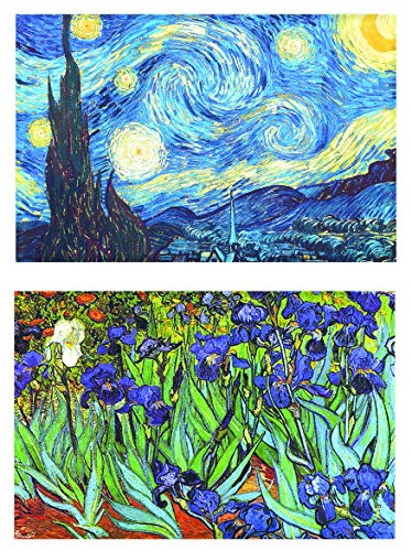 Buttonsmith VanGogh Starry Night Magnet - Set of 2 1.75" x 2.75" Rectangle Magnets - Made in the USA