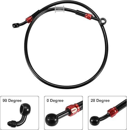 Miniatura 4 de X AUTOHAUX Manguera de freno AN3 28 90 grados M10x1.0 motocicleta hidráulica línea de aceite manguera de aceite para ATV motocicleta motocross 31.5
