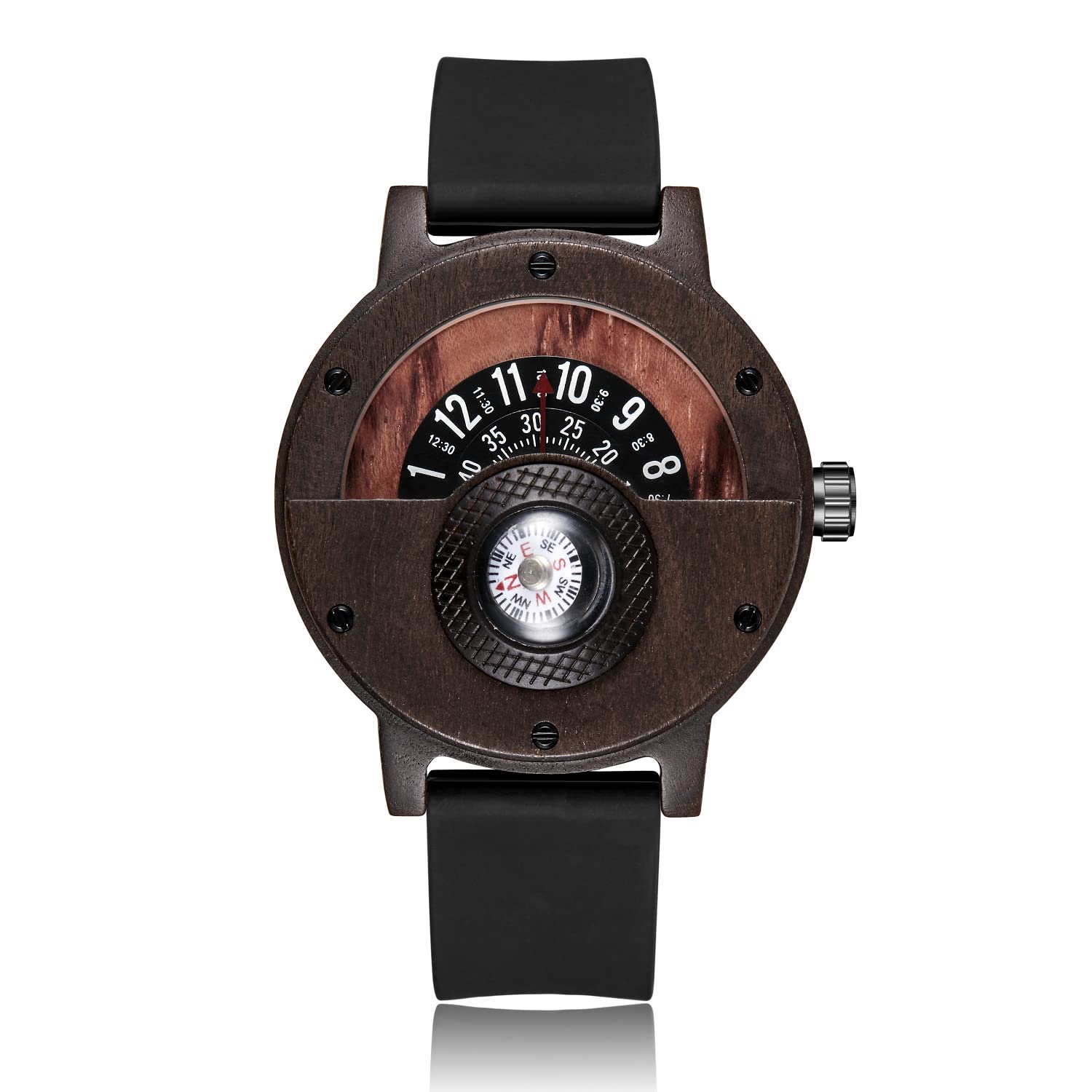 GORBEN Compass Watches for Men, Turntable Wooden Watch, Lightweight Handmade, Quartz Sports Watch, Black (B0BL1CLL17) Amazon Price History, Amazon Price Tracker