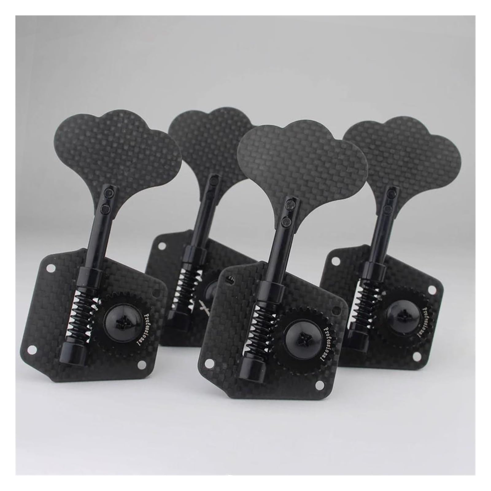 kołki do strojenia strun zestaw Stroiki Basowe 1:28 Ratio Carbon Fiber Material Open Gear Tuning Key Pegs Machine Head For Electric Jazz Guitar Bass(4R BK)