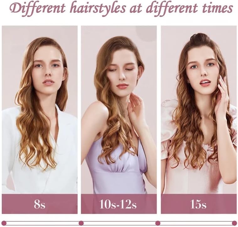 Miniatura 8 de Varita rizadora de cerámica LCD, barril de titanio giratorio automático de 1 pulgada, 4 temperaturas ajustables, calentamiento rápido, doble voltaje