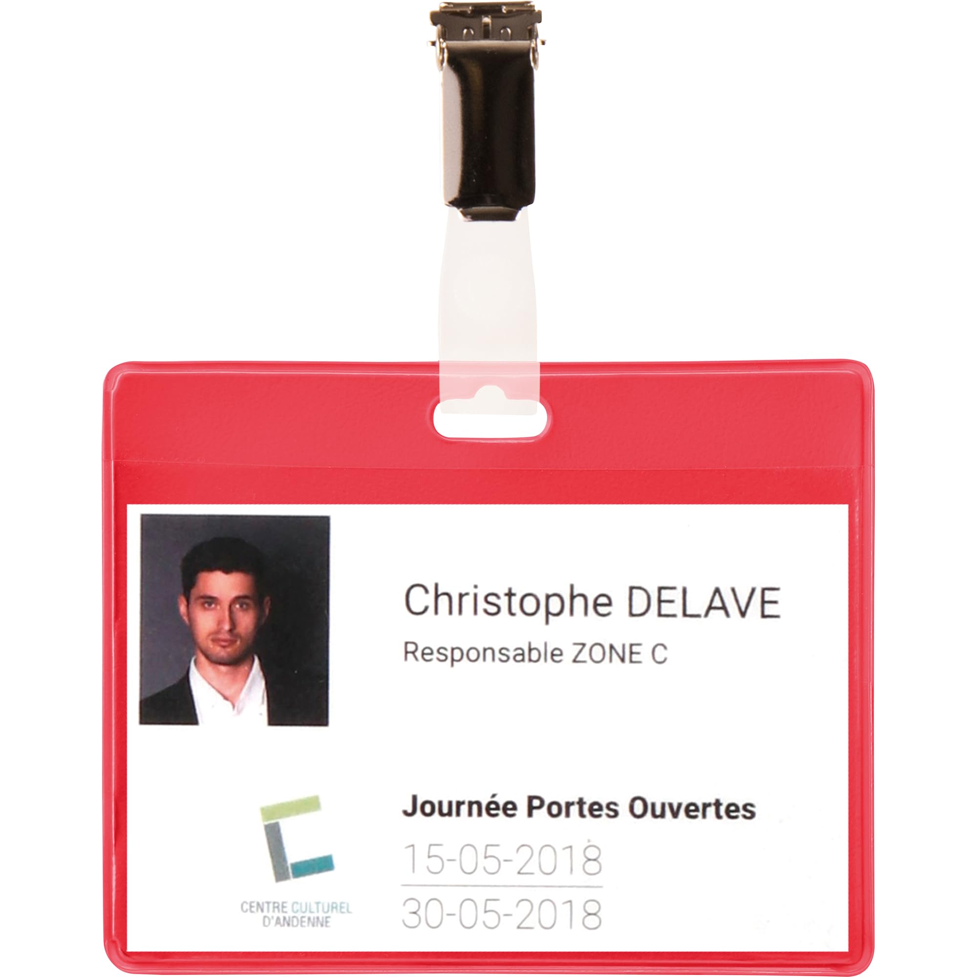 Djois, 200503 - Visitor ID Card Set PVC with Clips Inserts Red 25 Pieces Identification Events Companies Schools Hospitals Practical Accessories Security Detection