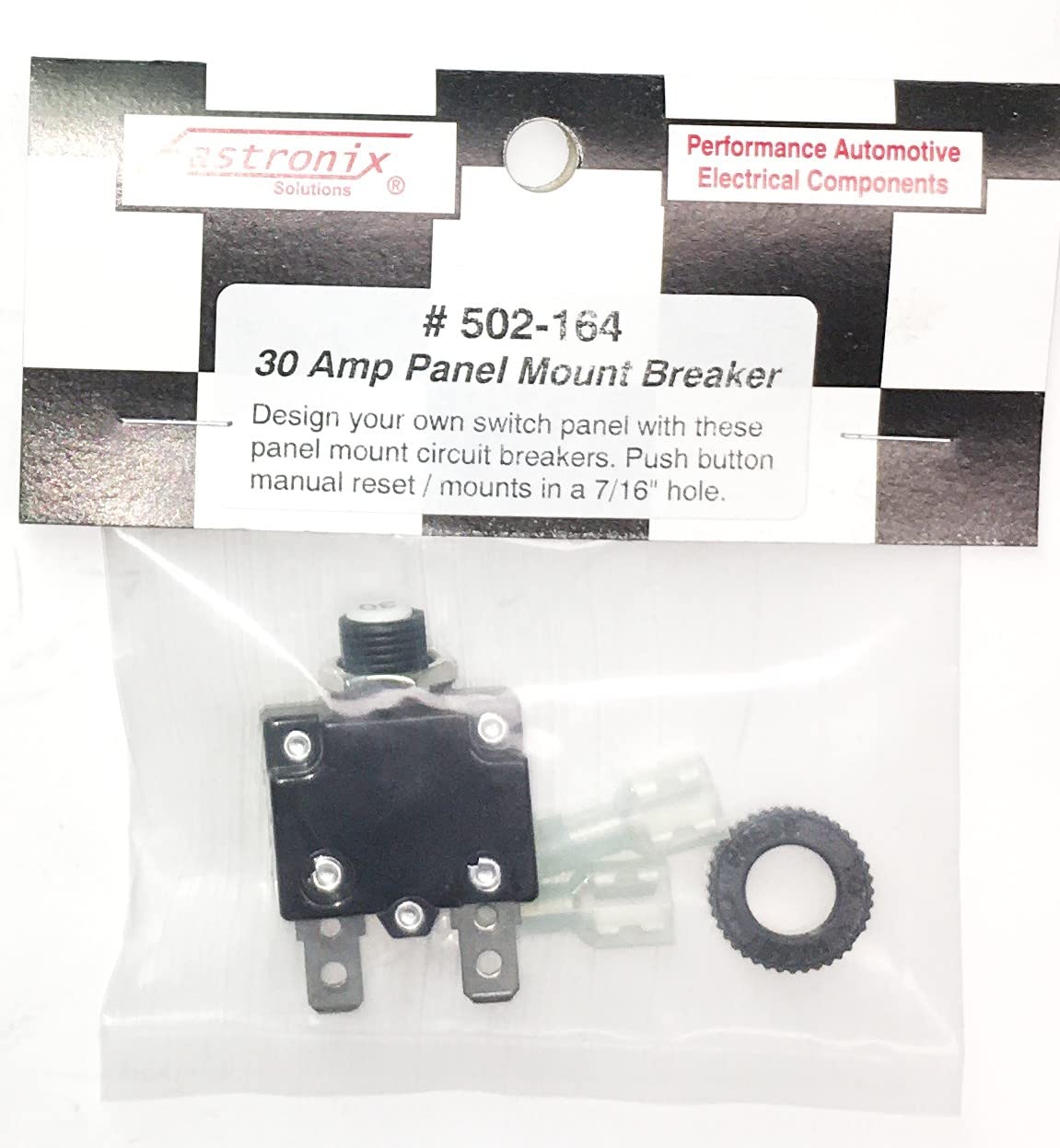 Fastronix 30 Amp Push Button Manual Reset Circuit Breaker Panel Mount Kit