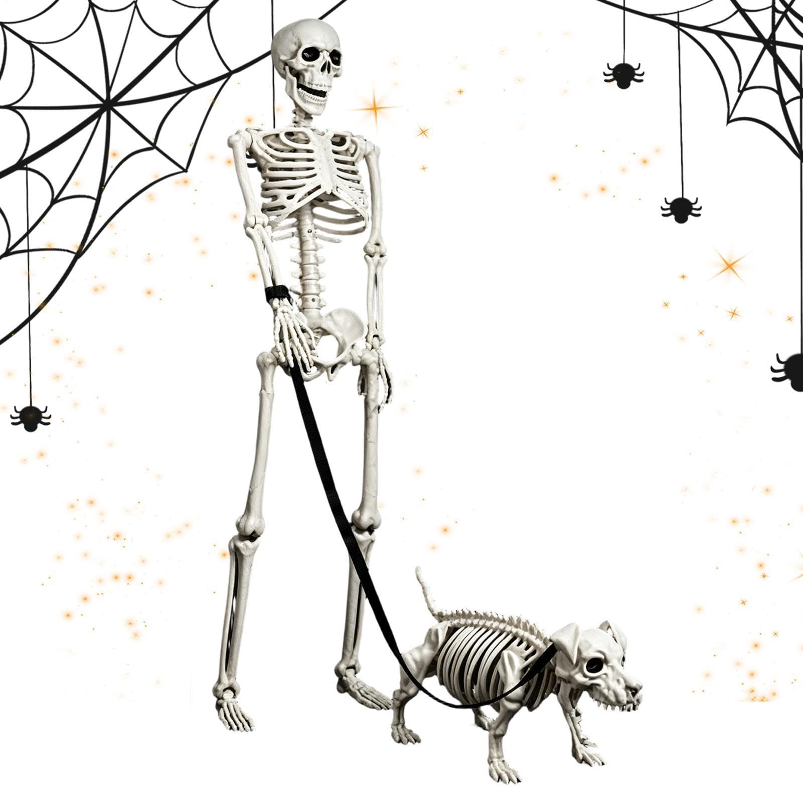 Scheletro Halloween Decor Horror Posable Human Walking Dog Design