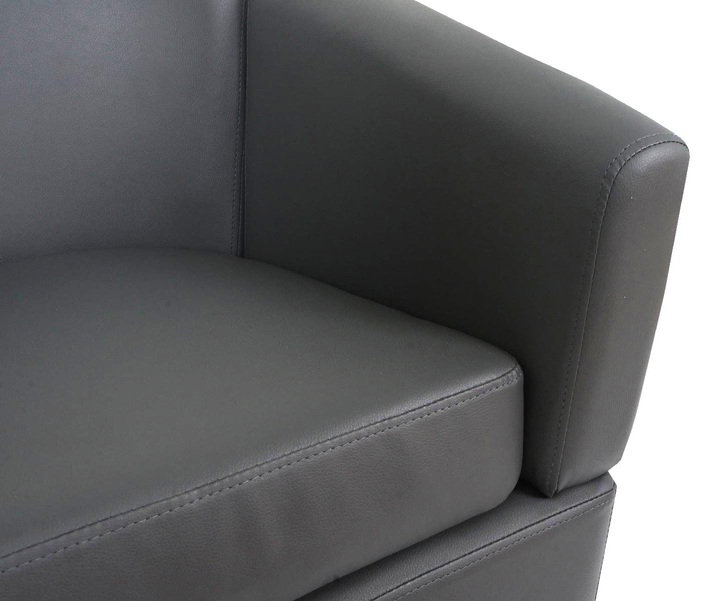 Mendler Lounge-Sessel HWC-O17AM, Sessel Clubsessel Cocktailsessel, FSC®-Zertifiziert Kunstleder - grau