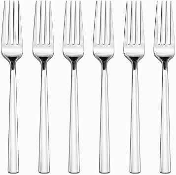 Yemek Çatalı, 6'lı Paslanmaz Çelik Çatal Seti, Gümüş Metal 20 cm, 6 Adet