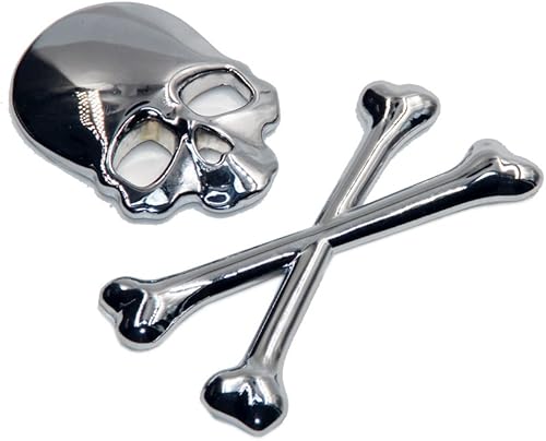 Miniatura 2 de emblema 3D, logotipo, calcomanía, insignia de calavera y huesos cruzados y piratas de metal cromado para Suzuki Kawasaki Harley Yamaha Honda