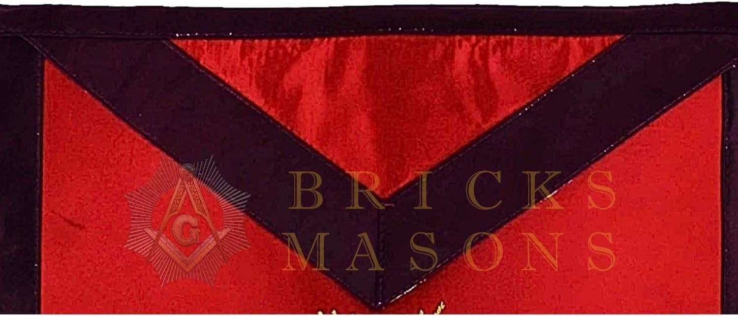 Bricks Masons 13th Degree Scottish Rite Apron - Red & Black with Gold Embroidery