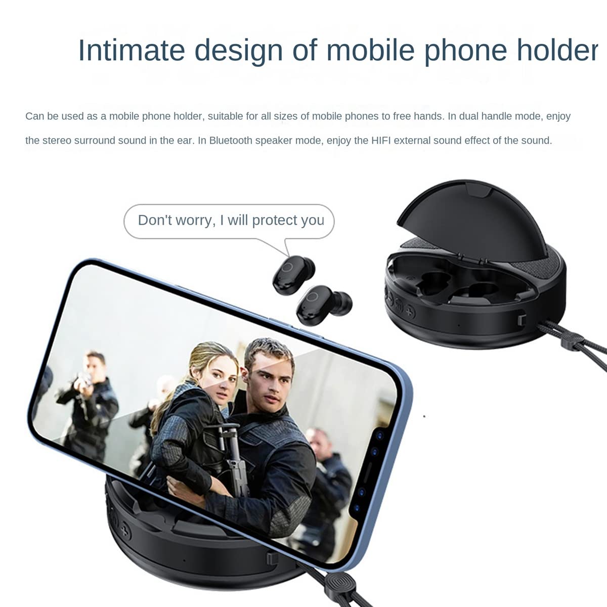 Mini Altoparlante Bluetooth 2 In 1 – Auricolare Vivavoce E Subwoofer Stereo Con Radio FM E Lettore TF – Nero - 5