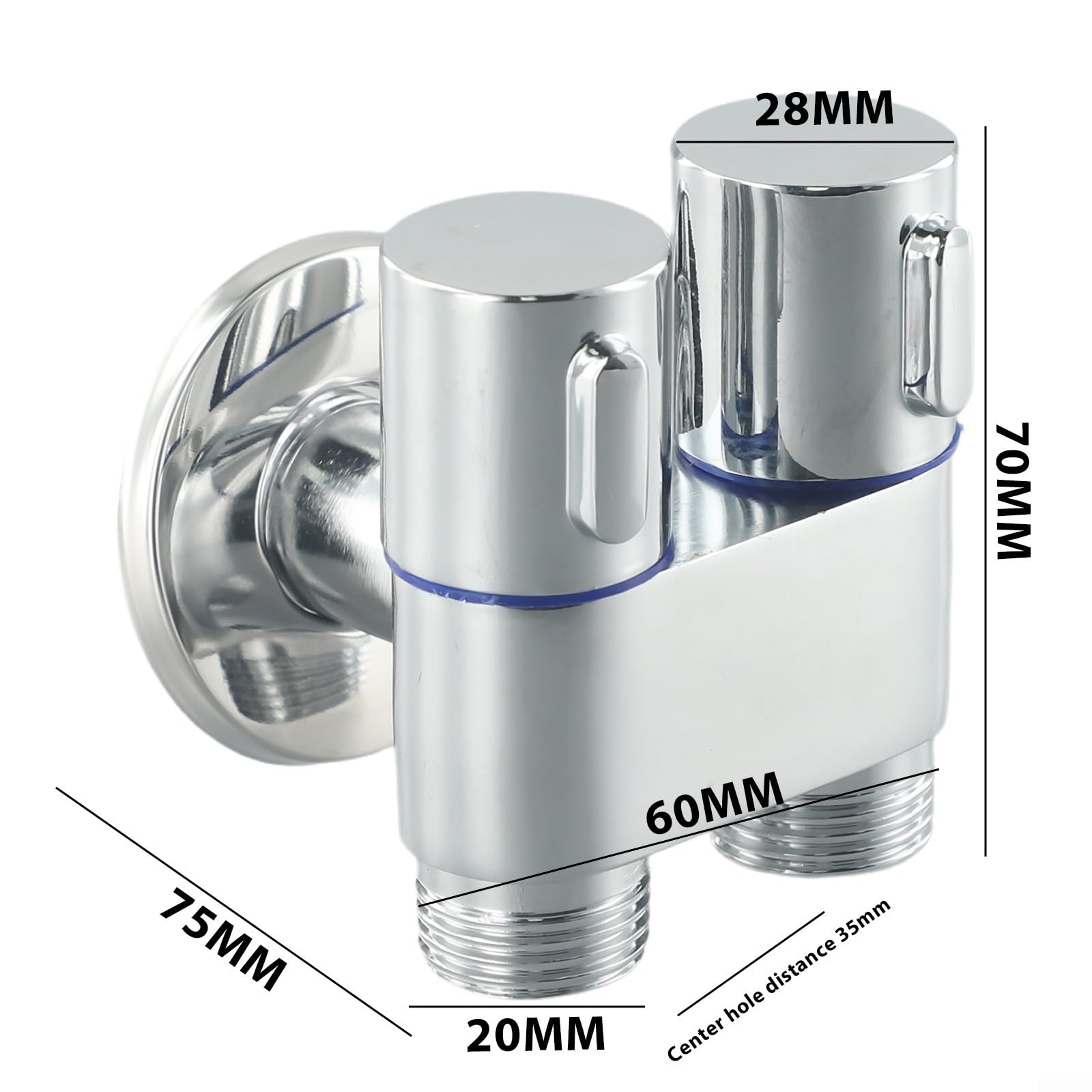 Válvula de ángulo de control, G1/2 1 en 2 hacia fuera, doble control, llave de lavadora, accesorios de repuesto para válvula triangular de inodoro