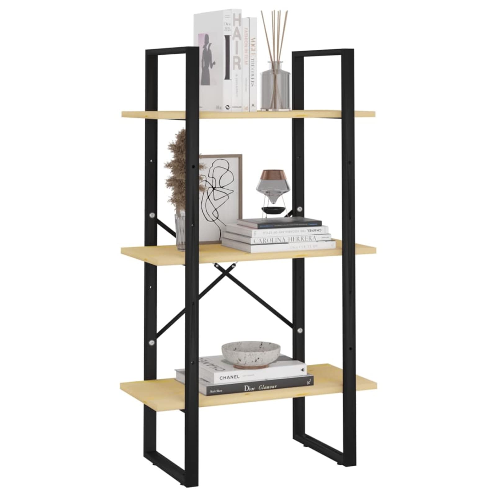 Lagerregal, Regal Kinderzimmer, Bookshelf, Leiterregal, Standregal, Wandregal, Aktenregal, DVD Regal, 60x30x105 cm Massivholz Kiefer