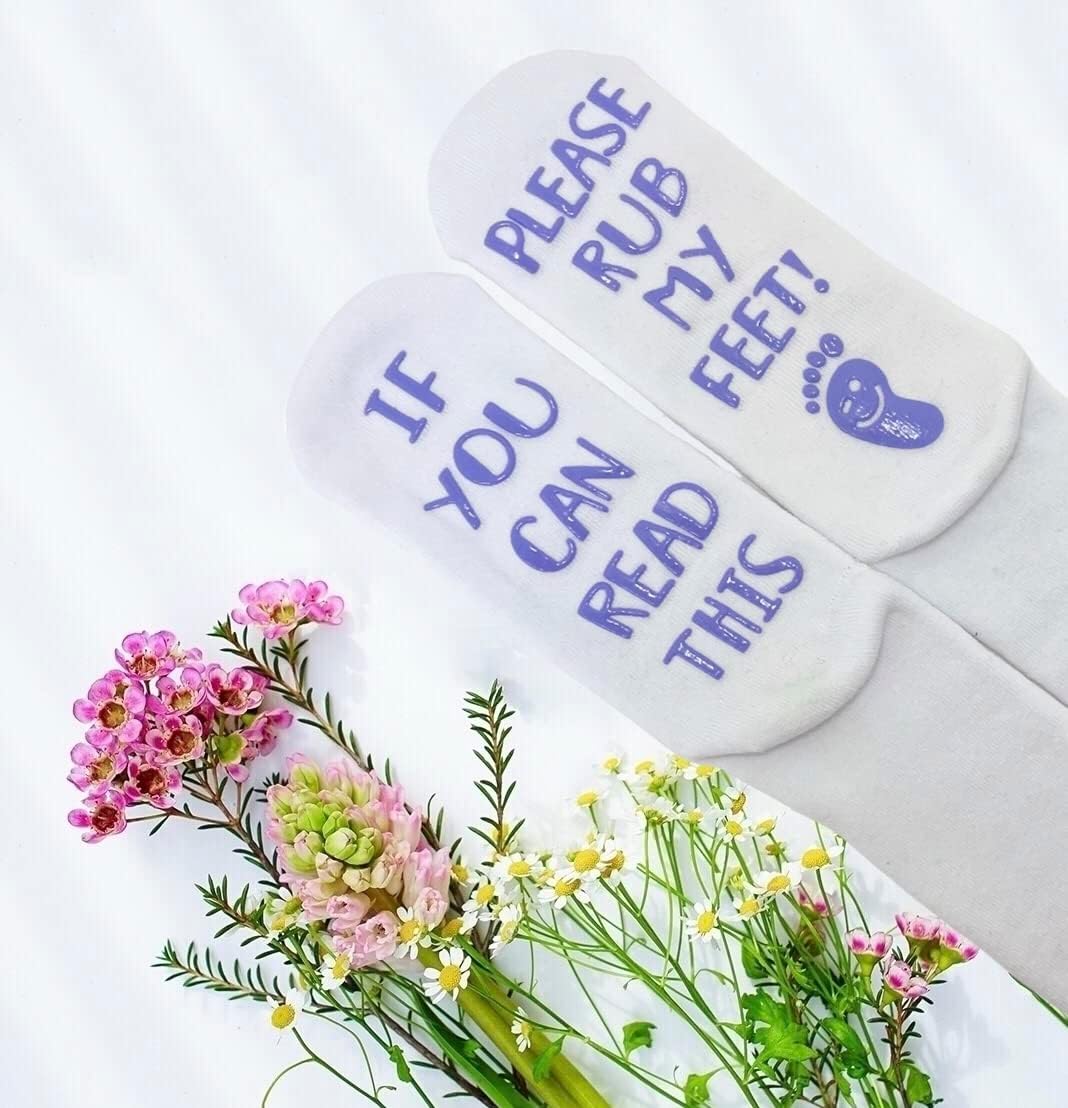 SILLY OBSESSIONS Funny Socks if you can read this, please rub my feet, Get Well Soon Socks for Men & Women, Post Surgery gift