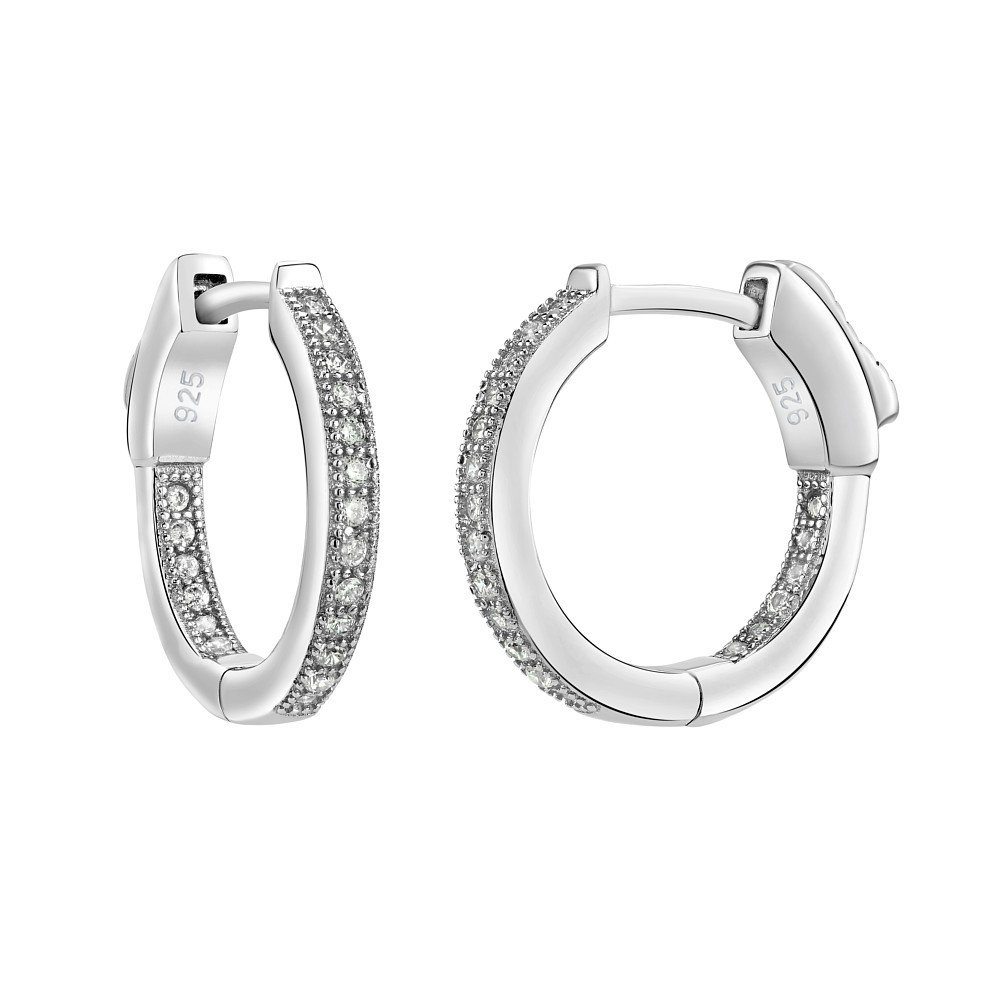 SILVEGO Orecchini A Cerchio In Argento 925 Con Zirconia Cubica, Diametro 18 Mm, Ipoallergenici - 3