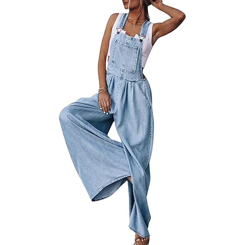 loveimgs Women's Casual Ripped Adjustable Denim Overalls Baggy Wide Leg Bib Pants Palazzo Jumpsuit