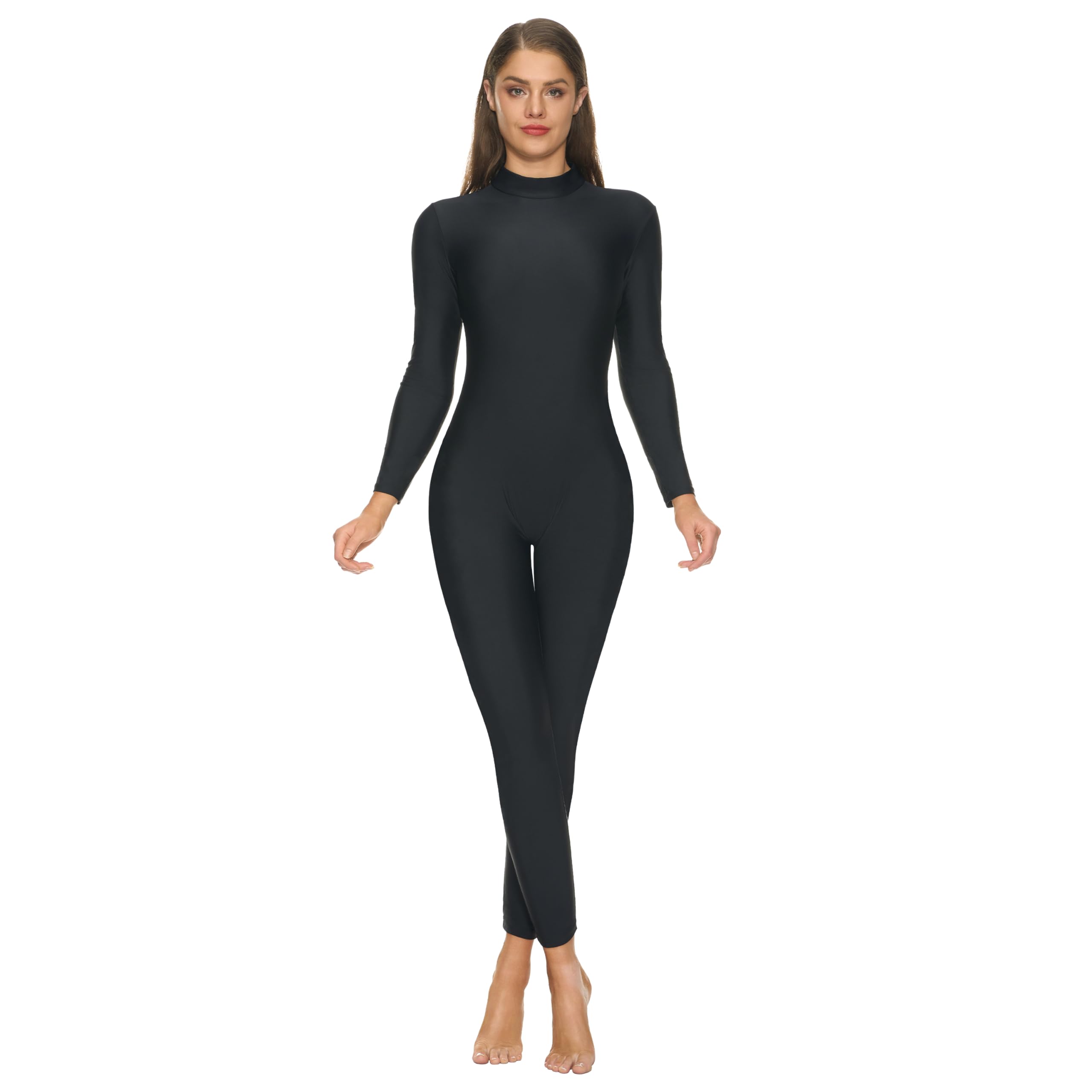 SPOOKTACULAR CREACIONES Disfraces de Halloween para Mujer, Body Negro con Cuello Alto, Disfraz para Mujer Adulta para Fiestas de Cosplay de Halloween S