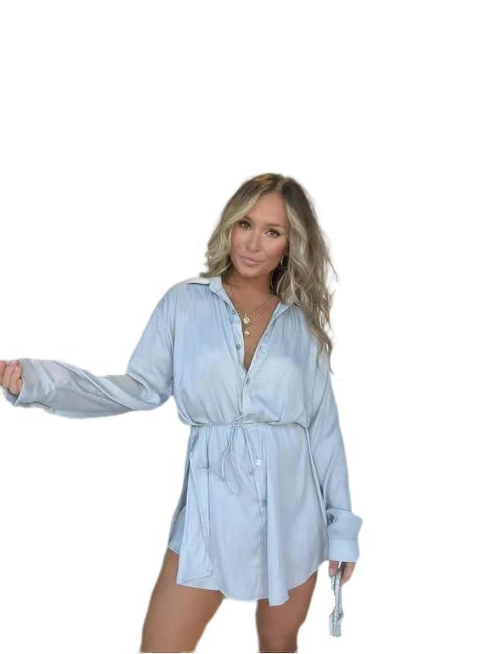 Body con Cintura Allacciata alla Moda Estiva da Donna - Grigio Chiaro - XL