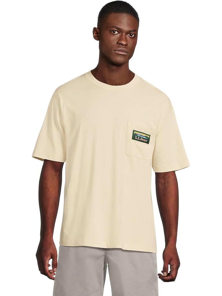 Beige L.L.Bean Katahdin Logo Tee Short Sleeve