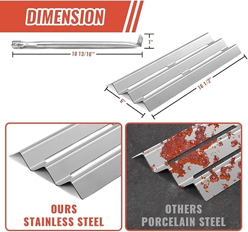 Miniatura 2 de Piezas de repuesto para parrilla Napoleon LEX485605730 LE LD485 Series S81001, paquete de 4 quemadores de parrilla y placas térmicas, acero