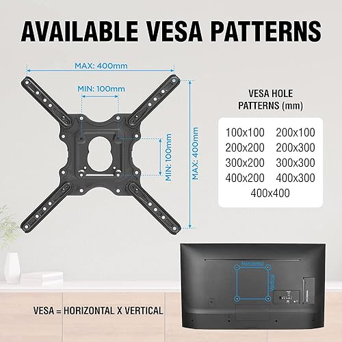 Miniatura 2 de ELG Soporte de pared para TV de movimiento completo para televisores de 26 a 75 pulgadas, soporta hasta 83.8 libras, brazos articulados, giratorio,
