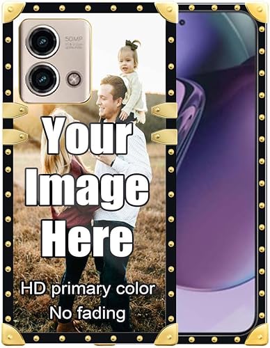 DAIZAG Funda personalizada para teléfono Moto G Stylus 5G 2023, regalo personalizado con fotos, decoración dorada de lujo, funda protectora cuadrada