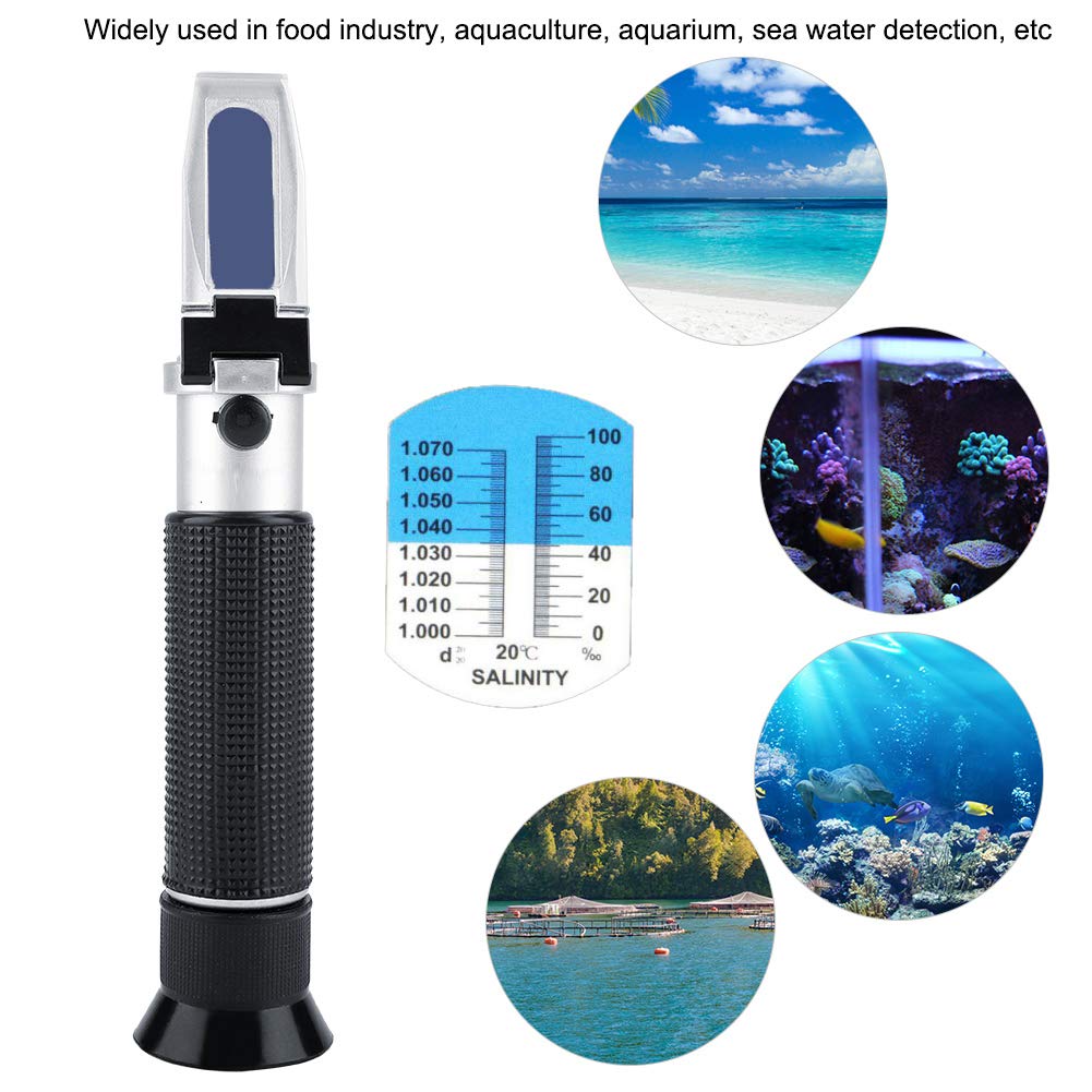 Refractómetro de Salinidad de Mano 0-100% Salinómetro, Medidor de Concentración de Sal de Mar Con Compensación Automática de Temperatura para Acuario de Agua Marina Y Agua Marina