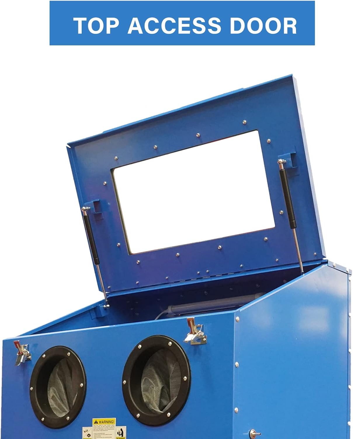 Sandblasting&Sandblaster Cabinet 90 Gallon with Glass Viewing Windows/Blasting Gun kit/LED Light Floor Abrasive Blast Cabinet for Rust Grime Paint Removing